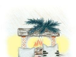 Котики у камина