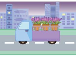 Векторная иллюстрация: Фургончик с цветами
