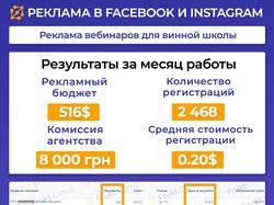 Реклама вебинаров для винной школы