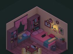 Комната в стиле Voxel Art в изометрии