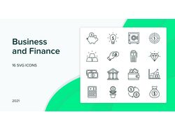 Набор финансовых и бизнес иконок для сайта
