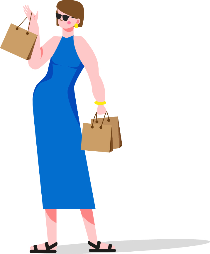 1. woman shopper with packages in hands in flat style.jpg