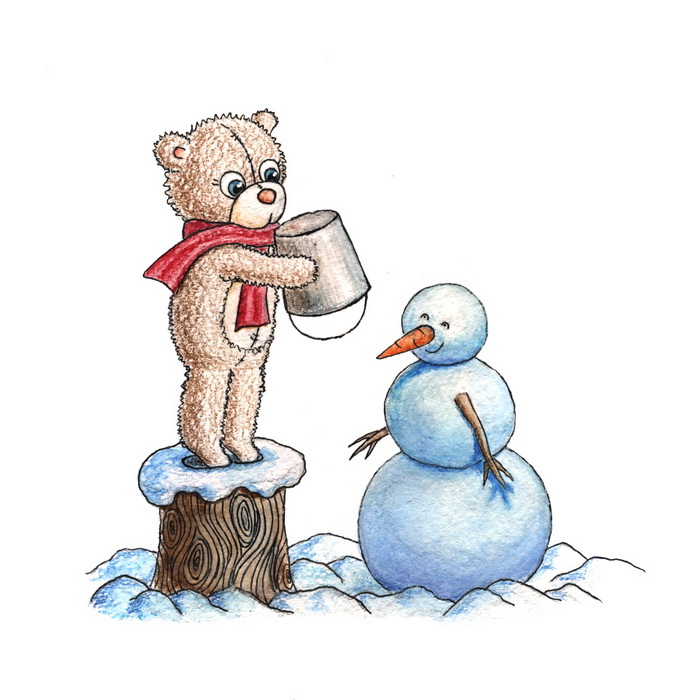 Игра мишки снежные мишки. Снеговик медведь. Медвежонок лепит снеговика. Медвежонок - Снеговичок. Медвежонок мишка катает снежный ком.