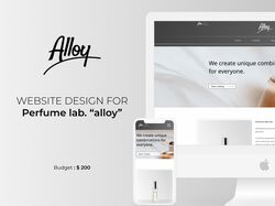 Landing pag website for "Alloy" perfume laboratory