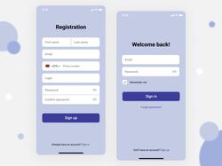 Registration and Login screens