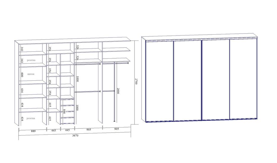 Шкаф купе dwg