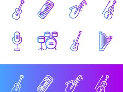 Иконки музыкальных инструментов, Adobe Illustrator