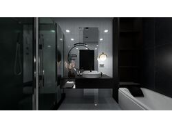 Дизайн санузла, стиль хайтек, приглушенный свет