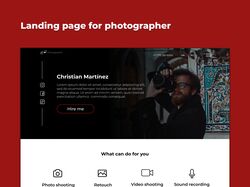 Landing page for photographer