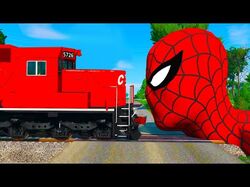 Trains vs Spiderman | Train Wreck Obstacle - BeamN