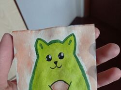 Кот-авокадо акварелью