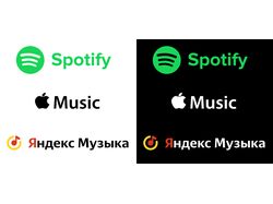 Иконки Spotify, Apple Music и ЯндексМузыка