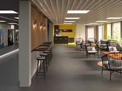 Дизайн студенческой библиотеки 1 этажа под кафе