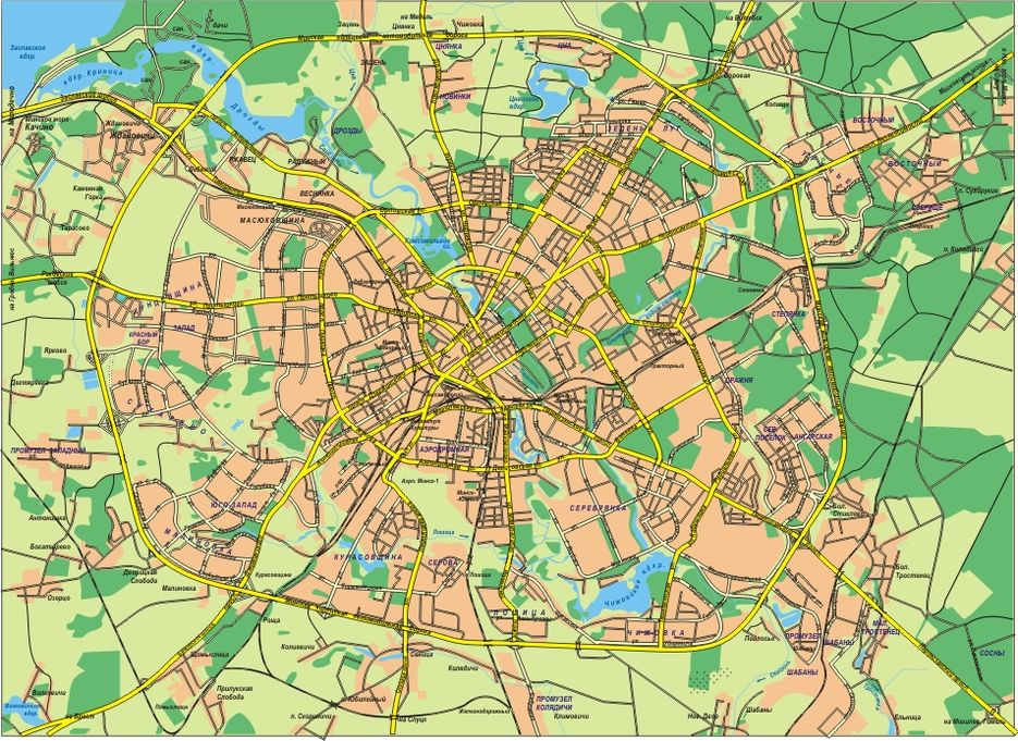 Минск карта города с улицами и номерами