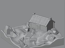 Low-poly house by the sea