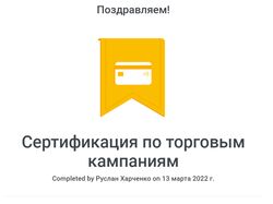 Сертификат по торговым кампания в Google Shopping