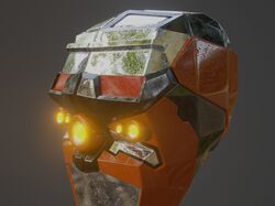 Scratched Robot Head low-poly game ready Low-poly