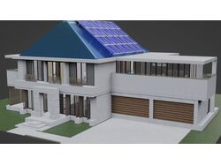 Blender Eevee Modern Mansion Low-poly 3D model Fre