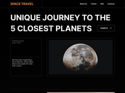 Крутая анимация,  лендинг  "Space travel"