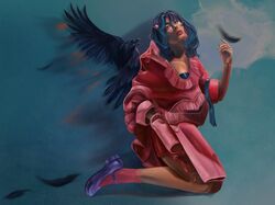 girl with a crow