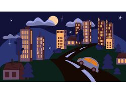 Иллюстрация город - день и ночь.