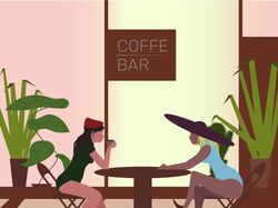 Флет иллюстрация "Девушки в кафе"