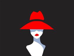 Ai | дама в красной шляпе | Adobe Illustrator