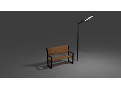 Bench and lamp