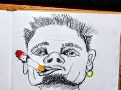 Sketch man with cigarette