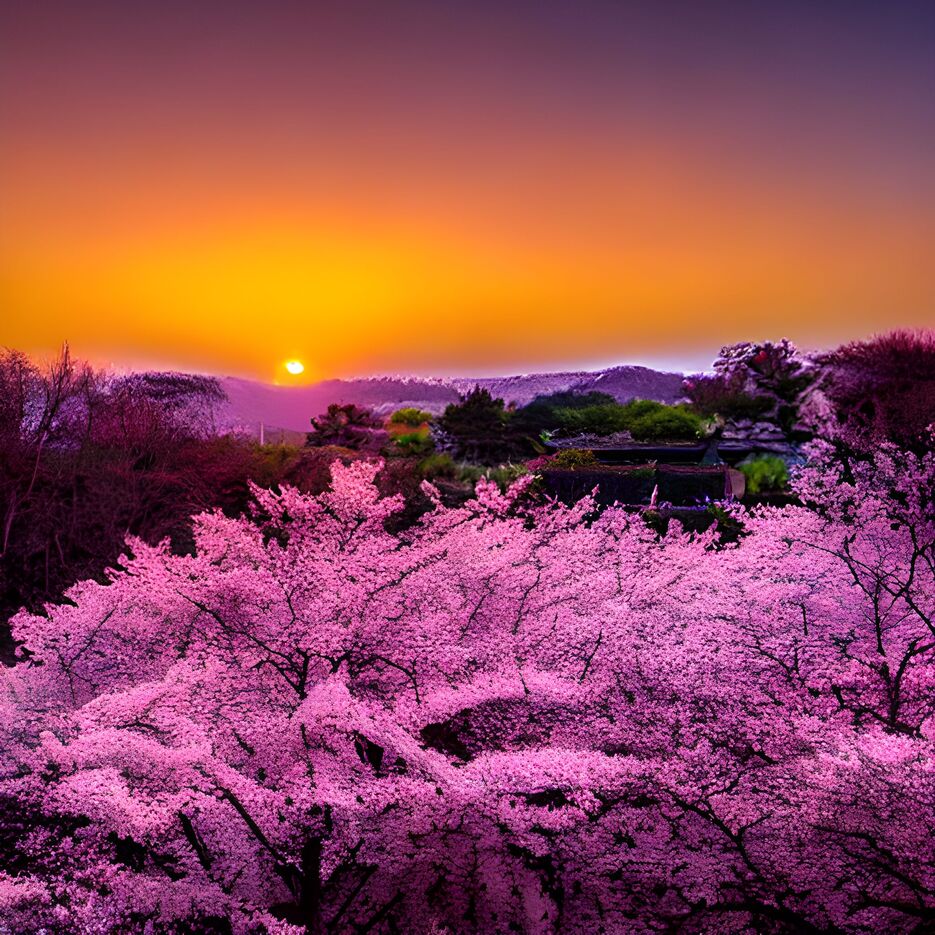 sakura flowers, sunset, village-1676139087405.jpg
