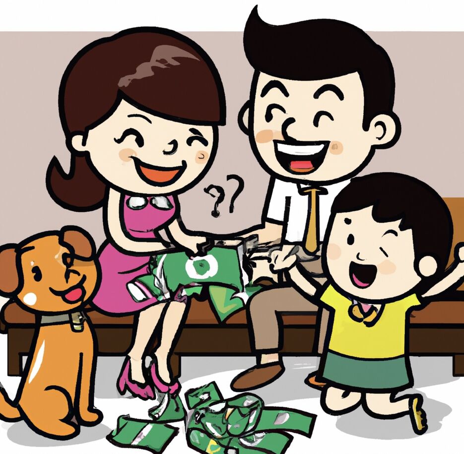 DALL·E 2023-02-24 17.48.28 - cartoon happy family and dog count money.jpg