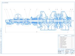 Продольный разрез паровой турбины К-300-23,5-3 ЛМЗ