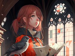 Girl with bird (anime)