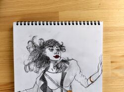Feshion illustration. The girl in a dynamic pose.