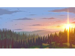 Векторная иллюстрация Закат