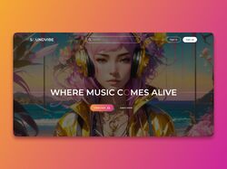 Лендинг музыкального сервиса "Soundvibe"