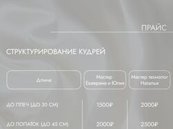 Прайс для мастера-технолога
