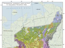 Карта распределения чужеродных видов по ландшафтам Республики Коми