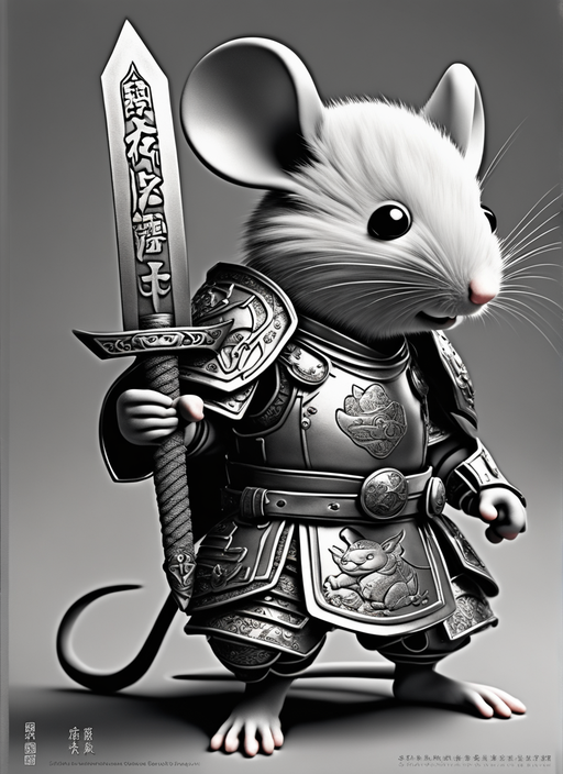 little-cute-mouse-in-armor-with-a-sword-in-japanese-style-chinese-graphics-black-and-white-still-.png