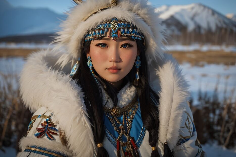 DreamShaper_v7_In_the_midst_of_a_snowy_landscape_a_Yakut_girl_1.jpg