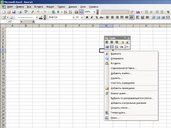 Всплывающая панель для MS Excel 2003