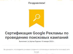 сертификат Гугл поисковая