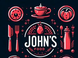 Логотип для кафе-ресторана Johns Food