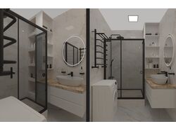 Дизайн и 3D визуализация ванной комнаты и туалета.