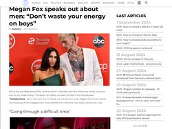 Написание материала Шоу Биз "Megan Fox speaks out about men"