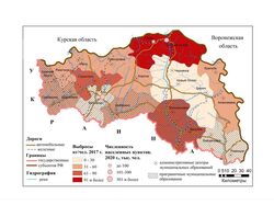 Карта-схема с выделением городов и районов по показателям