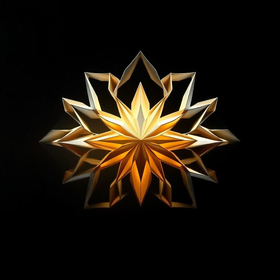 A logo for a car film company intricate origami style, ethereal spiritual vibe, chiaroscuro lighting, strong contrasts, deep shadows, light aura, mystical feeling, folded paper look, geometric precision.jpg