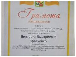 Достижения на муниципальных и школьных олимпиадах за все годы обучения