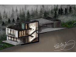 3D скетч поперечного розрізу будинку