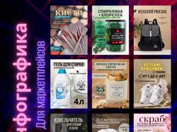 Инфографика для маркетплейсов, дизайн карточек WB и Ozon.